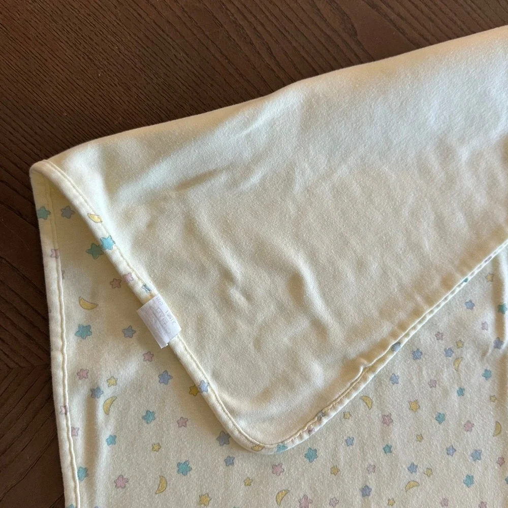 Carters Baby Blanket Receiving Swaddle Stars Moons Pastel Yellow Cotton 30x26